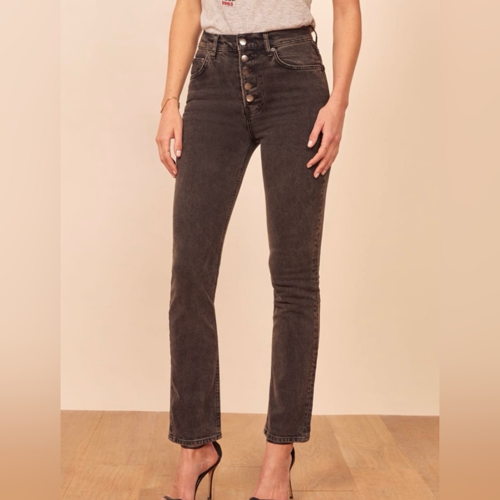 Reformation Liza Button Fly High-rise Straight In Yuma Women in size 25 and 26